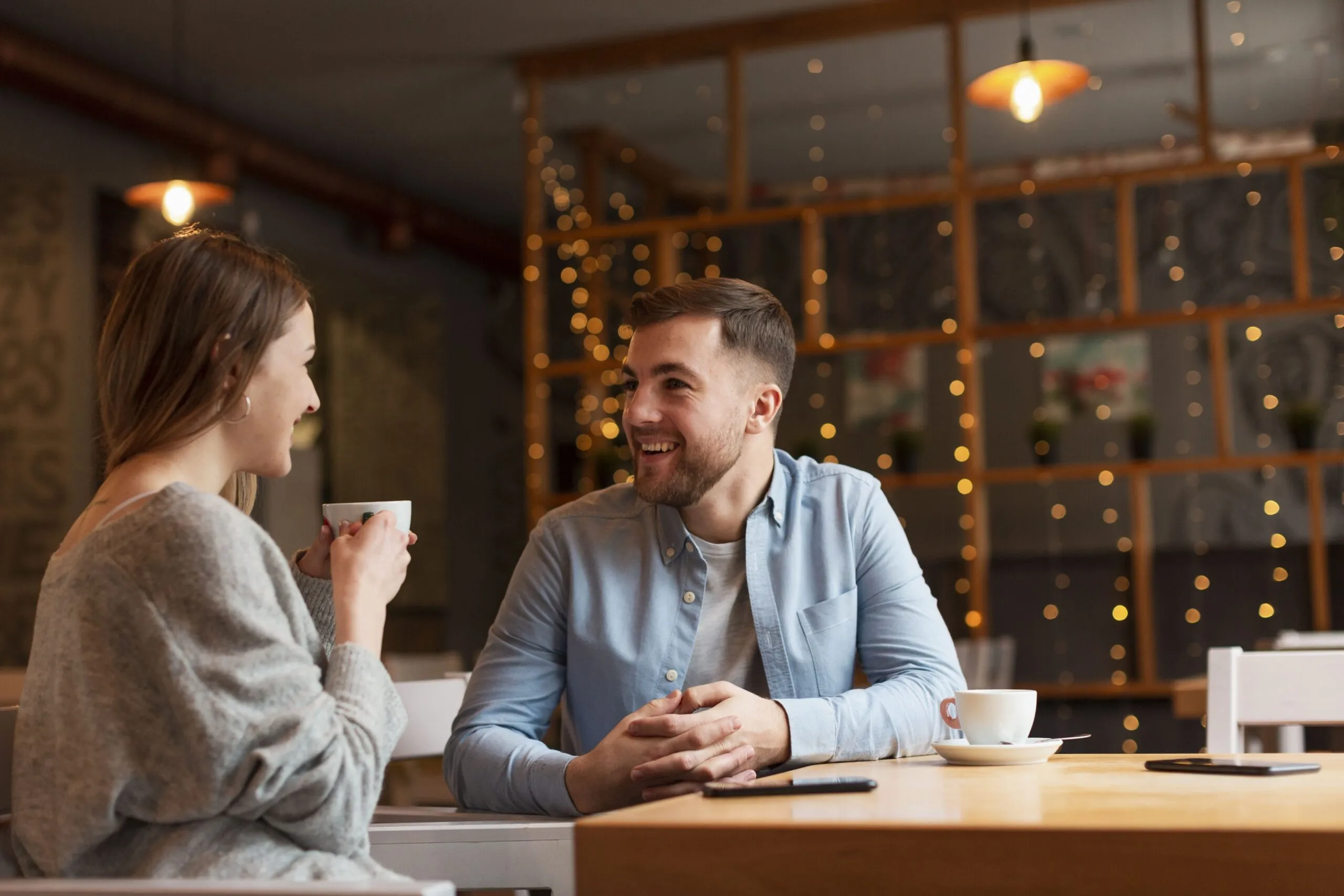 Couple talking on a date